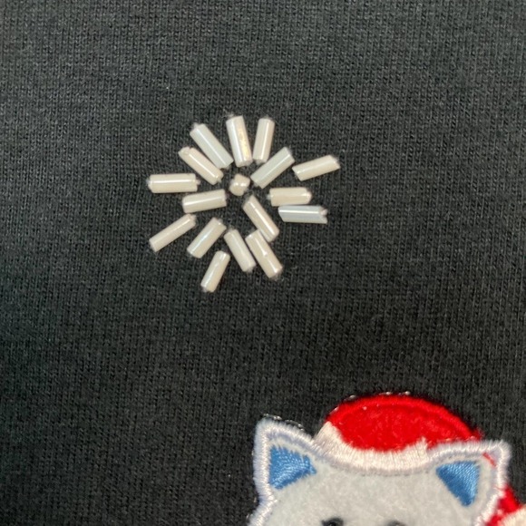 𝅺lemon Grass Studio Christmas Holiday Kitty Cat Long Sleeve T-Shirt Black Size S - Picture 11 of 12